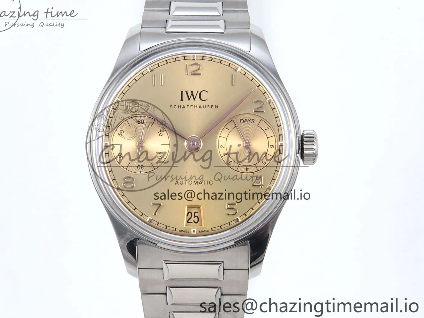 MIROTIME 0312 Portugieser Auto IWC0562B APSF 1:1 Best Edition Gold Dial on SS Bracelet A Reliable 6996
